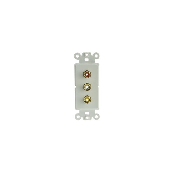Cable Wholesale Decora Wall Plate Insert, White, 3 RCA Couplers (Red/White/Yellow), RCA Female 301-3000 - main